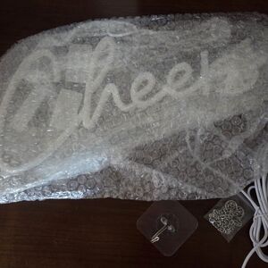 White Neon Cheers Sign